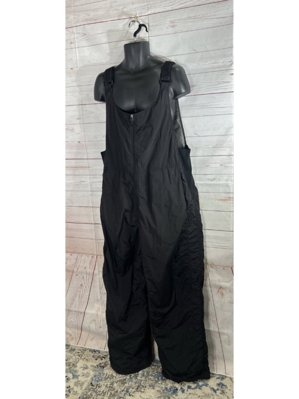 White Sierra Mens Size 2XL Insulated Bib Overalls Black Ski Snow Pants Zip front